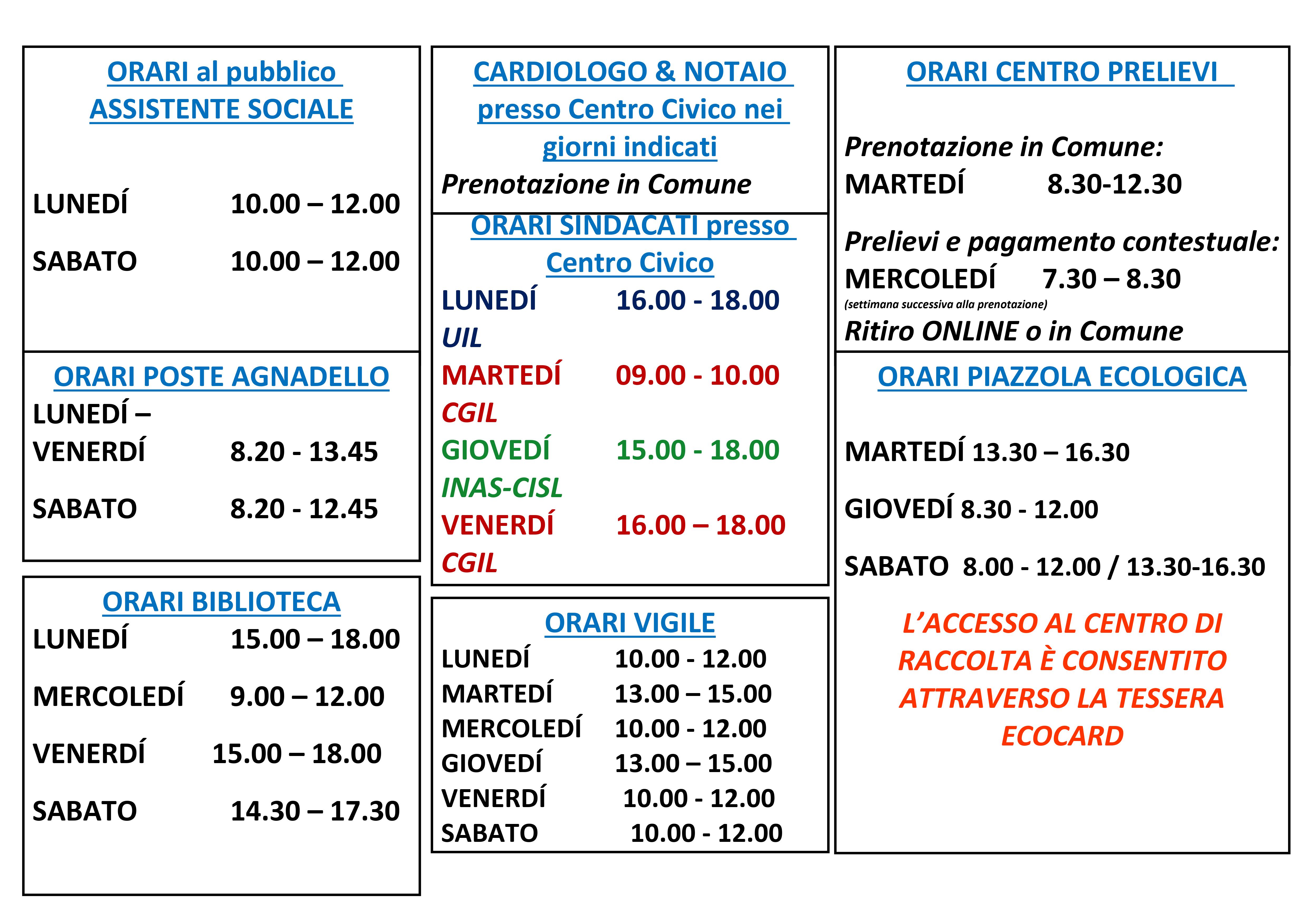 orari uffici